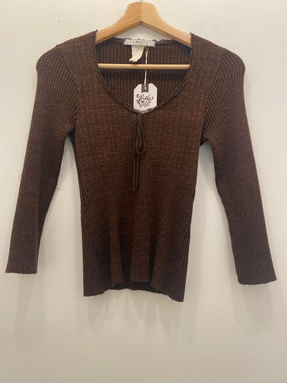 Vintage Y2K Brown Knit 3/4 Sleeve Top