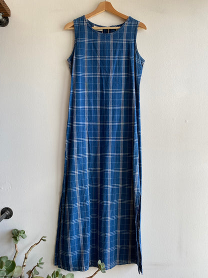 Vintage 90's Plaid Print Denim Maxi Dress
