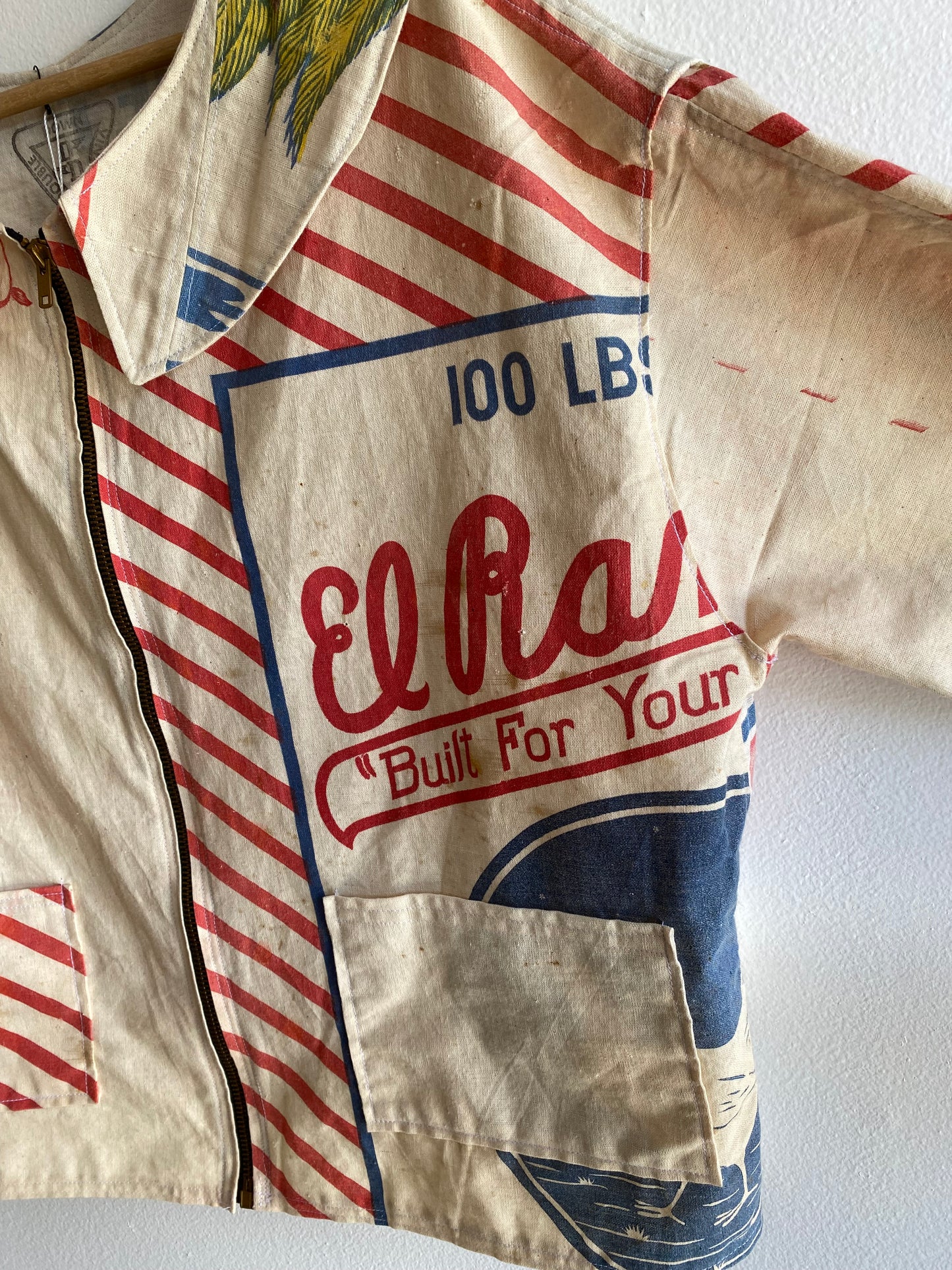 Double Down Vintage - Handmade Zip-Up Feed Sack Jacket