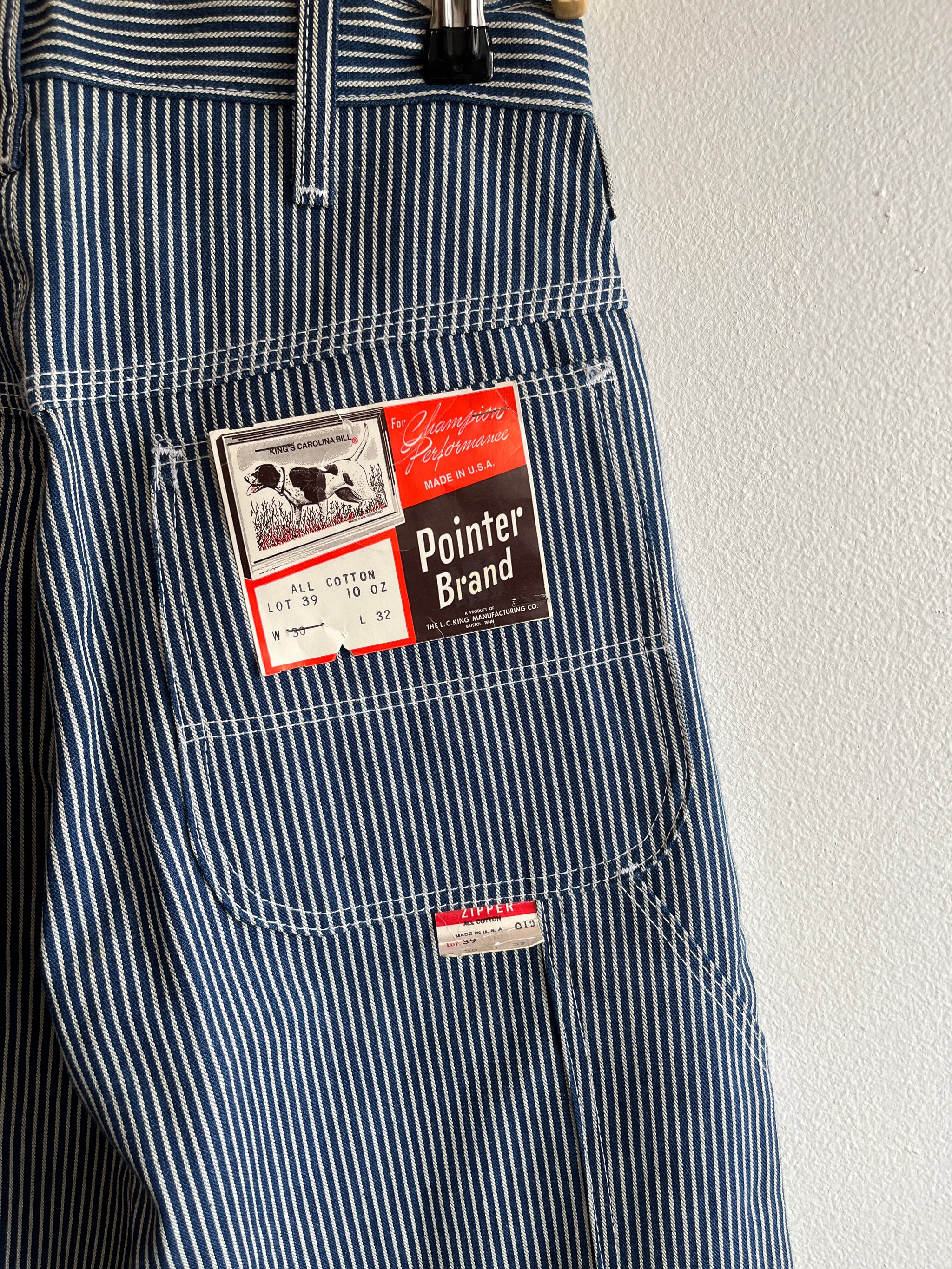 Vintage Deadstock 1970's Pointer Hickory Striped Denim Carpenter