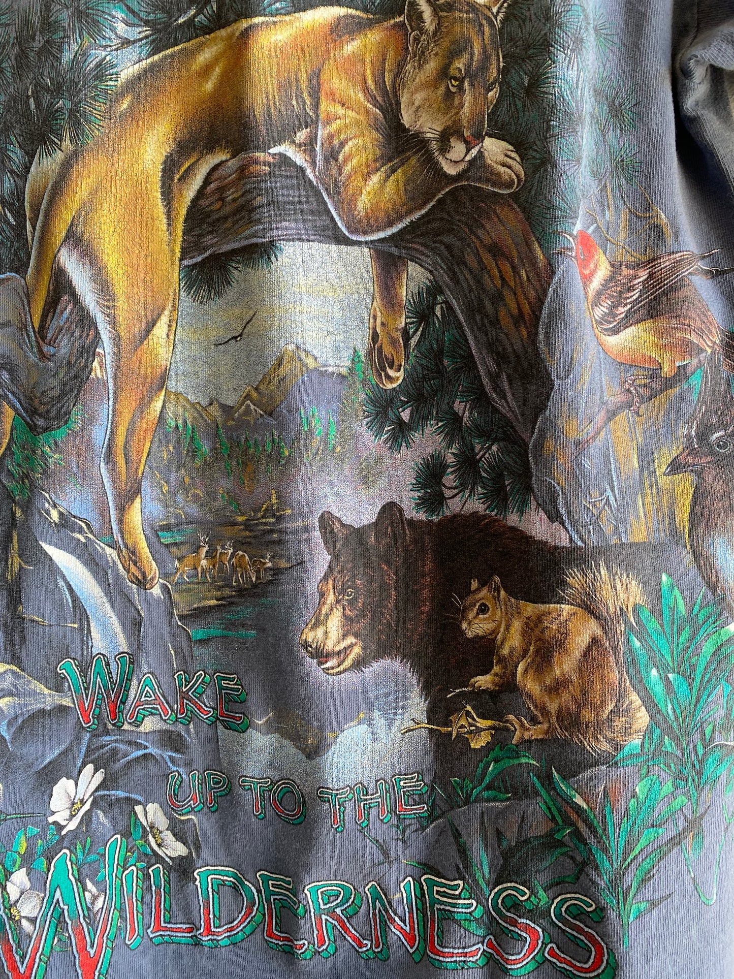 Vintage 1990's Forest Animals All Over Print T-Shirt