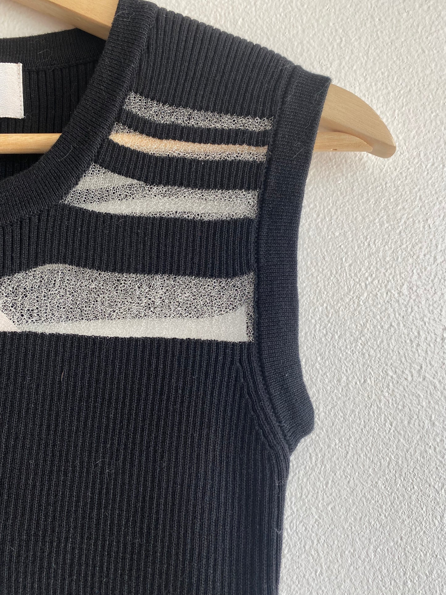 Vintage 90's Caché Sheer Black Striped Tank Top