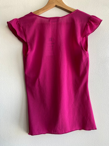 Vintage Ally B. Y2K Hot Pink Sequin Mesh Blouse