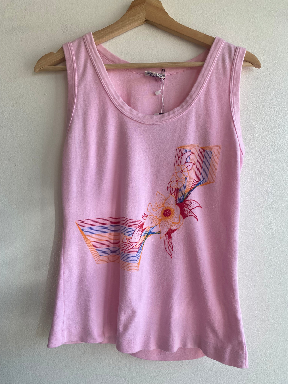 Vintage 1970’s Floral Print Tank Top in Pink