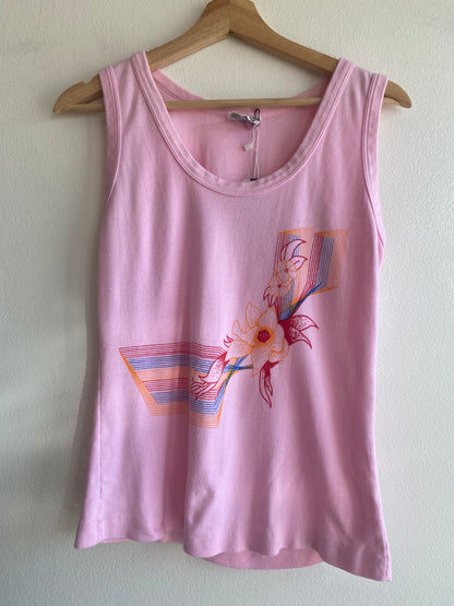 Vintage 1970’s Floral Print Tank Top in Pink