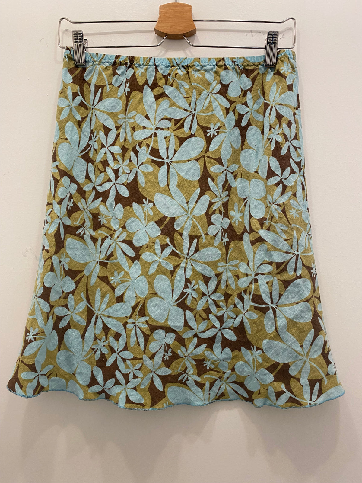 Vintage Y2K Teal and Brown Floral Mini Skirt - La Lovely Vintage 