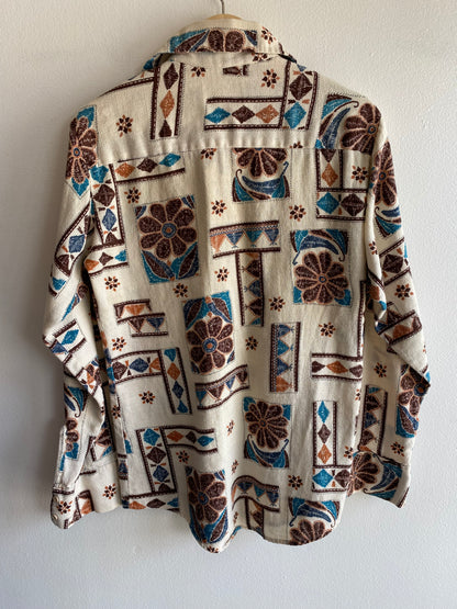 Vintage 1970’s Woven Linen Long Sleeve Button Up Shirt
