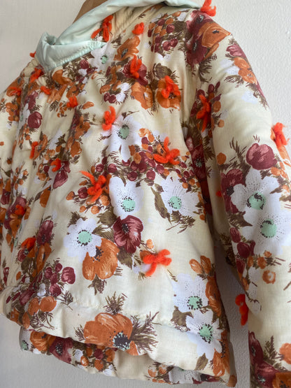 Vintage 70's Handmade Floral Quilt Pullover Jacket
