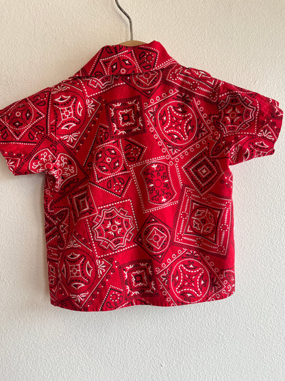 Vintage 1950’s Kids Bandana Print Button-Up Shirt