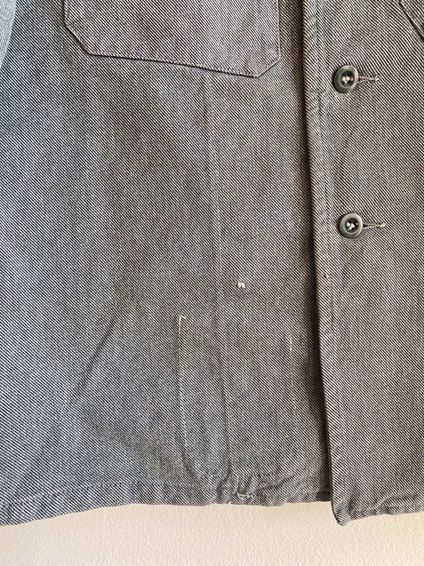 Vintage 1950’s Swiss Salt and Pepper Denim Military Shirt