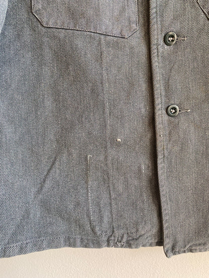 Vintage 1950’s Swiss Salt and Pepper Denim Military Shirt