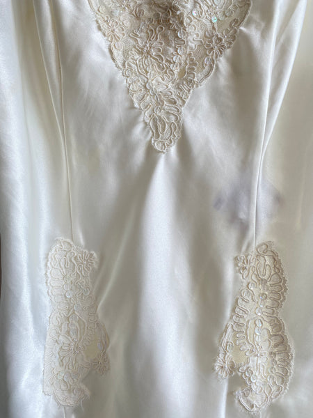 Vintage 90's Victoria's Secret Sequin and Lace Cream Satin Slip Dress