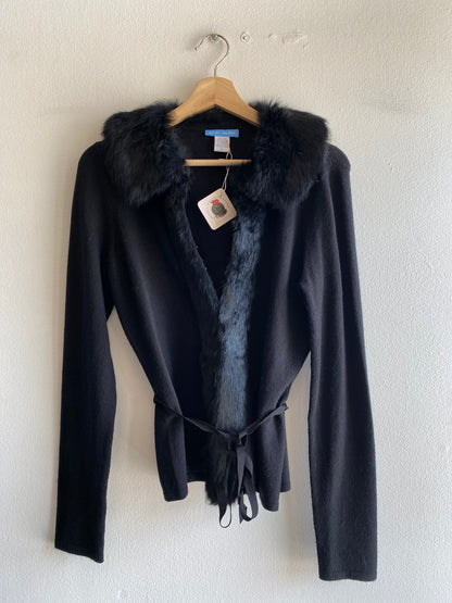 Vintage Y2K black trim cardigan - La Lovely Vintage 