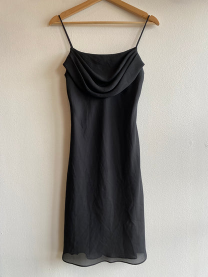 Vintage 90's Black Cowl Neck Knee-Length Dress