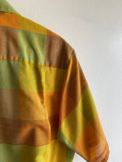 Vintage 1960/70’s Linen Loop Collar Button Up Shirt
