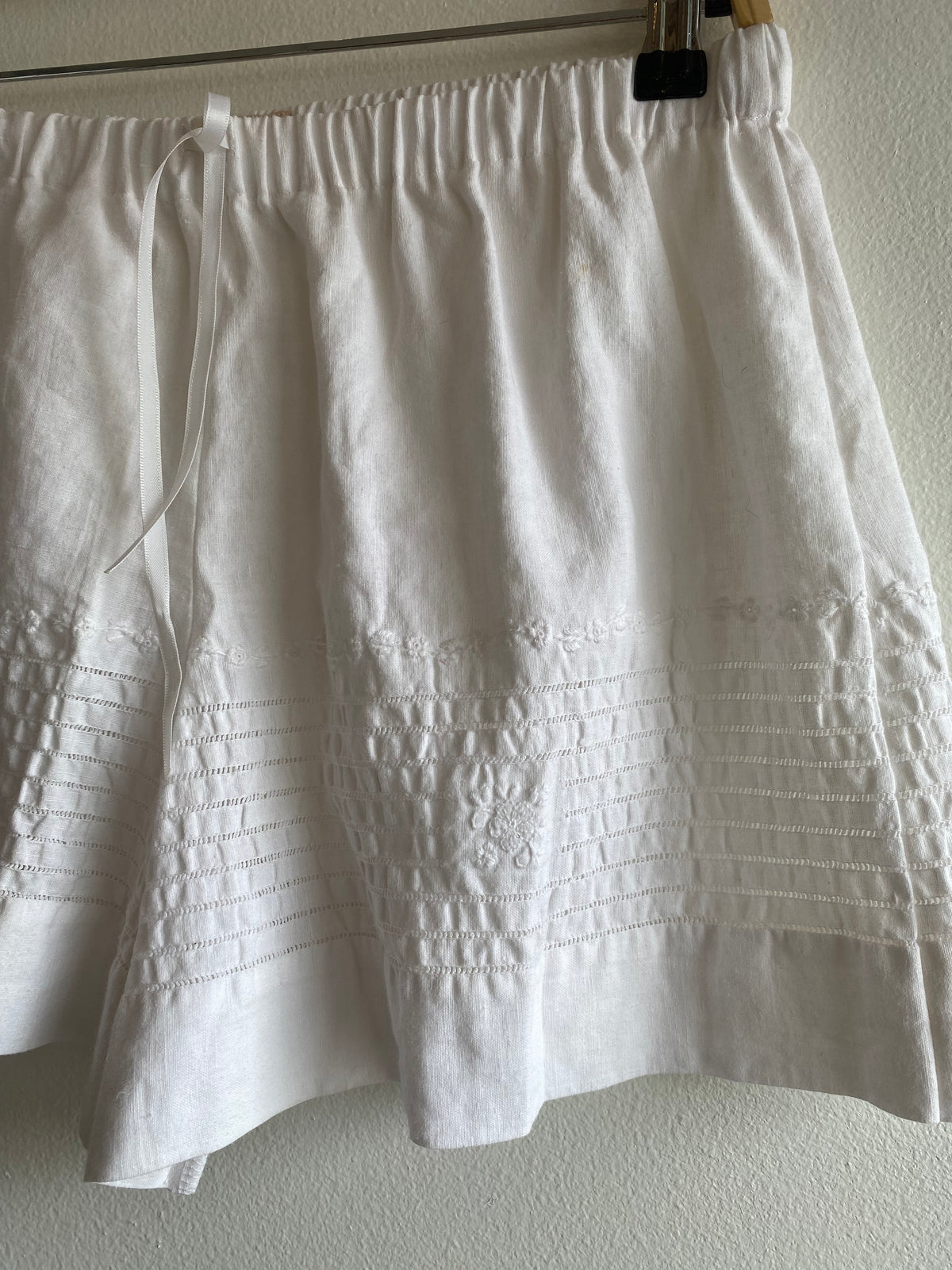 Handmade Vintage Floral Tablecloth White Drawstring  Bloomer Shorts