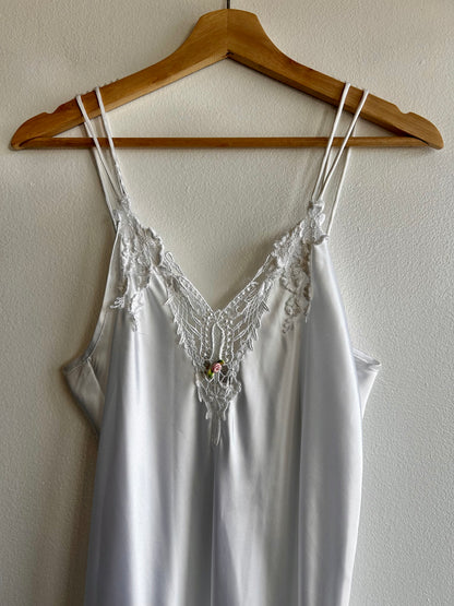 80s white stain drop waist slip dress - La Lovely Vintage 
