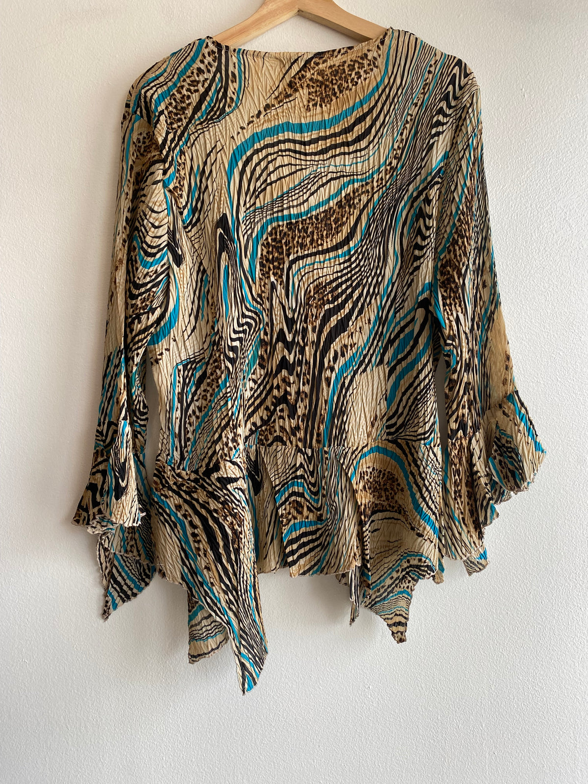 Vintage Y2K Jaipur Animal Print Bell Sleeve Blouse