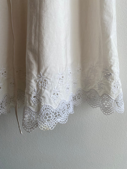 Vintage 90's Betsey Johnson White Cotton & Lace Strapless Mini Dress