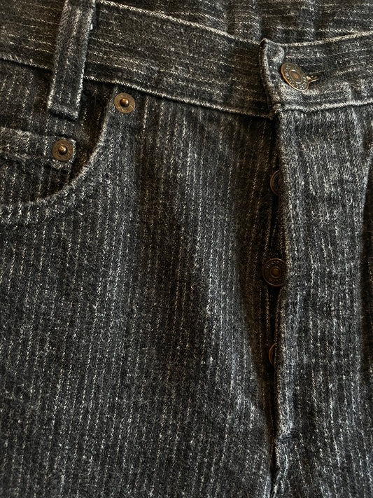 Vintage 1980's Levi’s 701 Black Pinstripe Denim Jeans