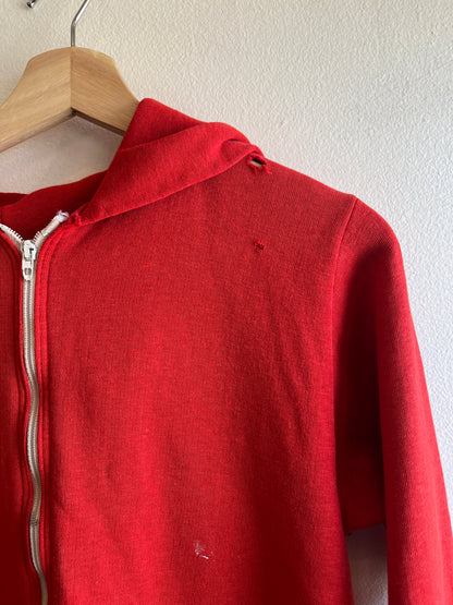 Vintage 1970’s Red Hooded Zip-Up Sweatshirt - La Lovely Vintage 