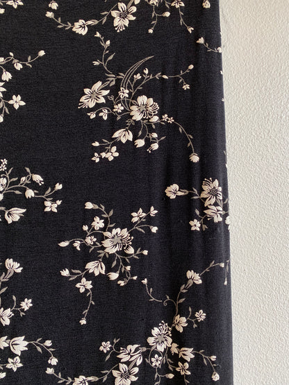 Vintage 90's Sun Fire USA Black & White Floral Maxi Skirt