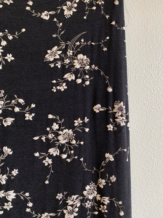 Vintage 90's Sun Fire USA Black & White Floral Maxi Skirt