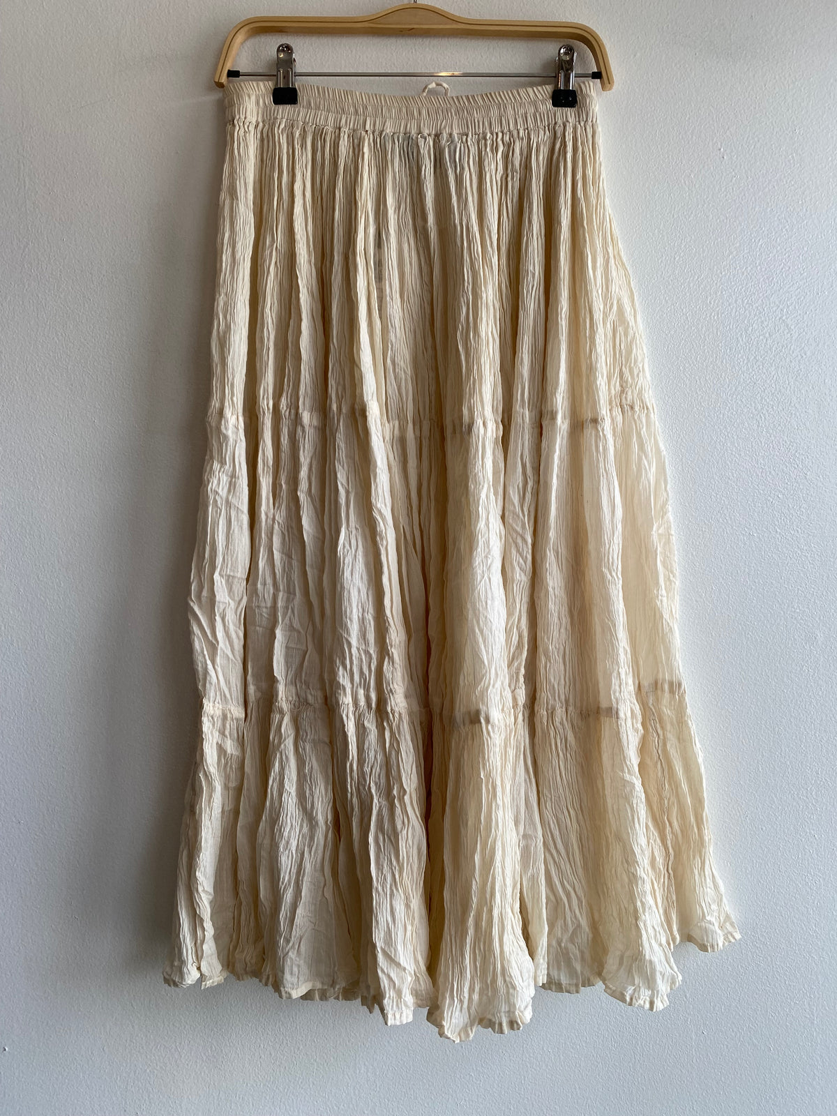 Vintage 90's Boho Cream Maxi Skirt