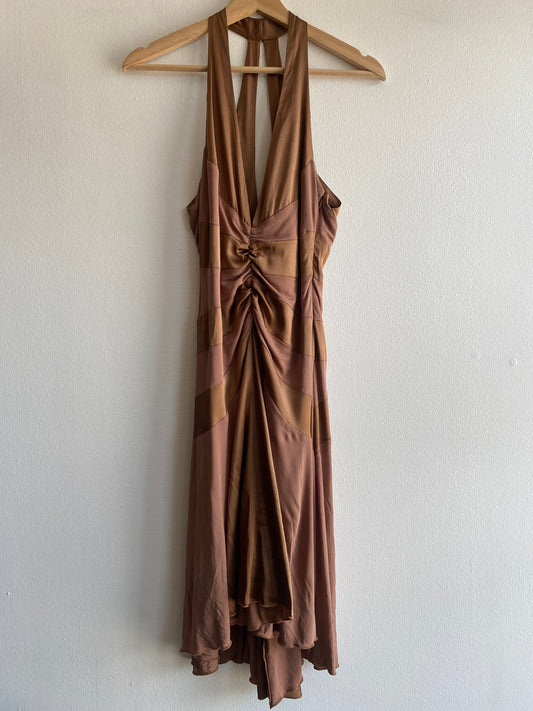 Vintage 90's Bebe Brown Silk Dress