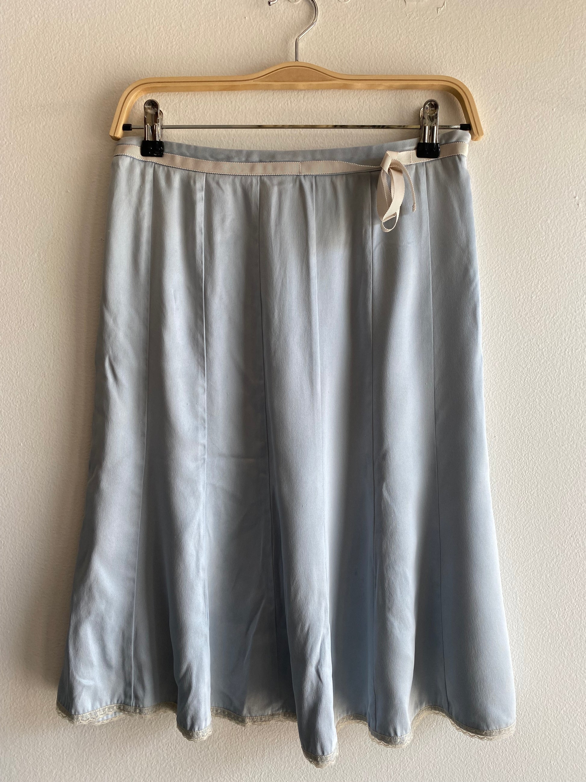 Vintage Y2K baby blue silk midi skirt - La Lovely Vintage 