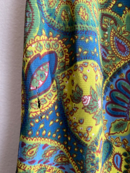 Vintage 60's Green Tone Paisley Mini Dress