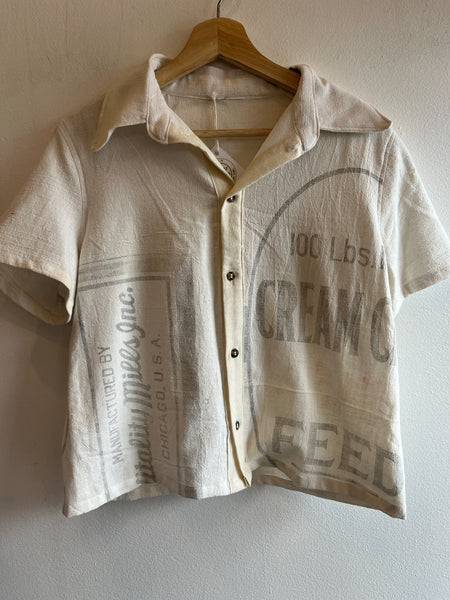 Trash Textiles - Handmade Antique Feedsack Button-Up Shirt