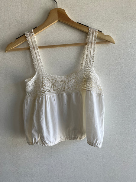 Antique Edwardian White Cotton & Crochet Camisole