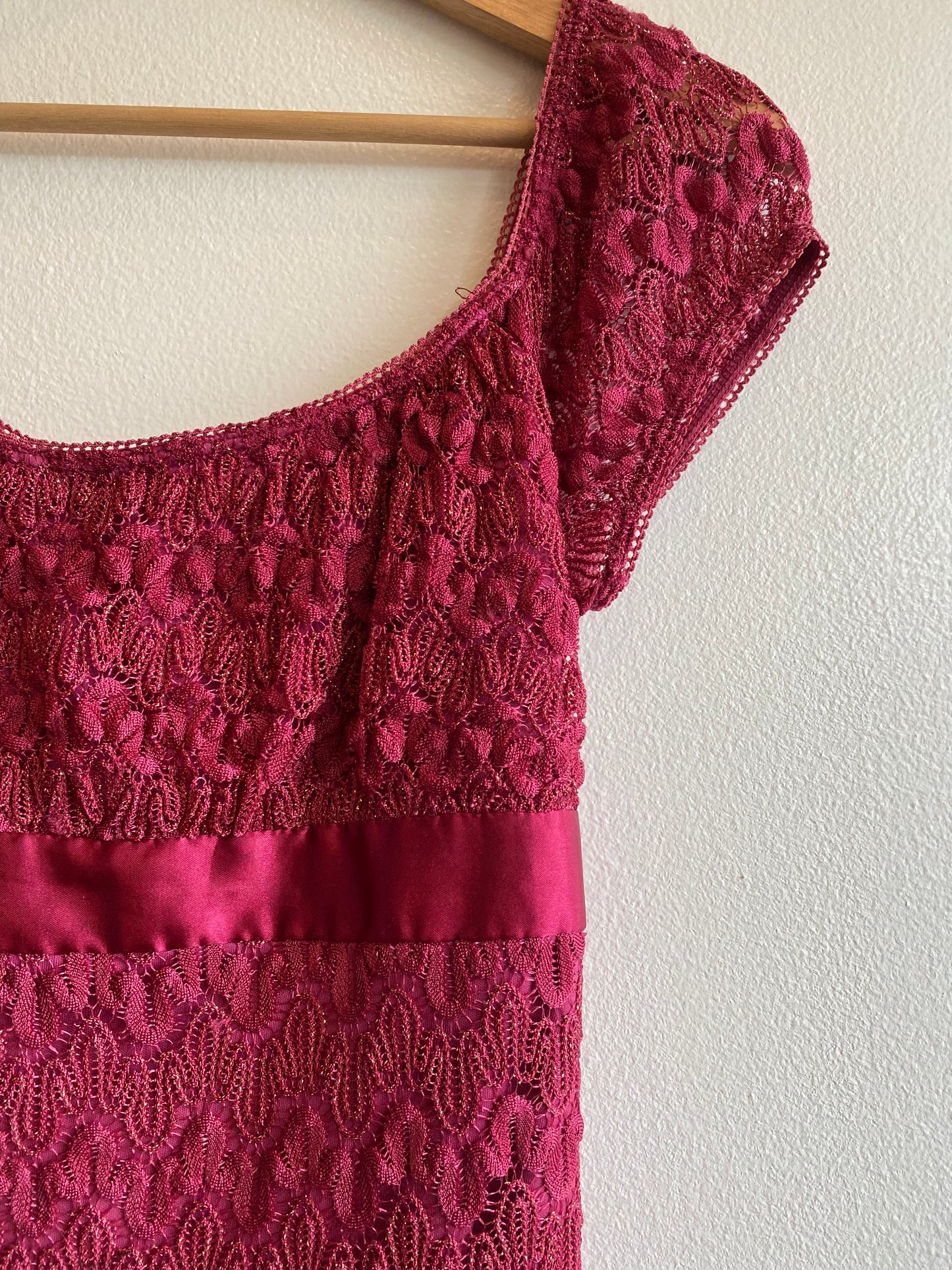 Vintage Y2K Heart Soul Hot Pink Lace Short-Sleeve Blouse - La Lovely Vintage 
