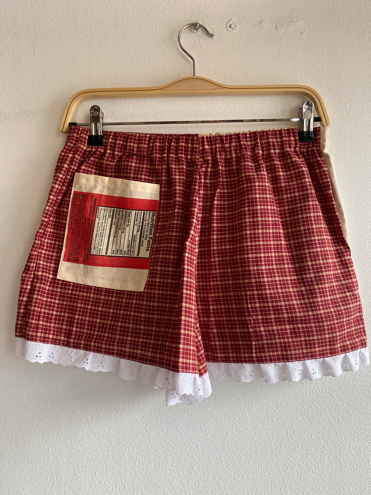 Handmade Vintage Red Plaid / Turkey Breast Feedsack Shorts