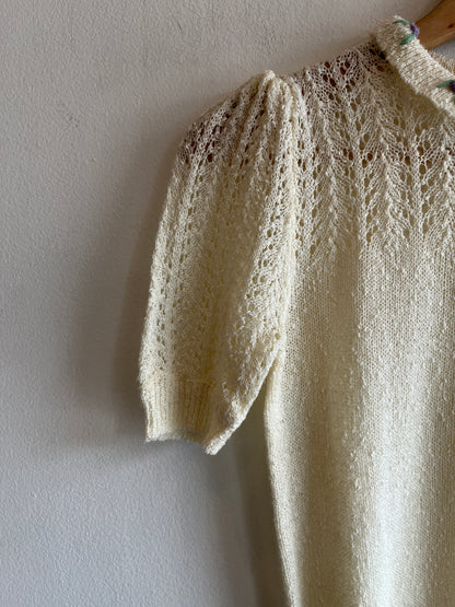 Vintage 1970’s Short Sleeve Floral Sweater