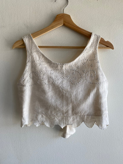 Trash Textiles - Handmade Antique Table Cloth Halter Top