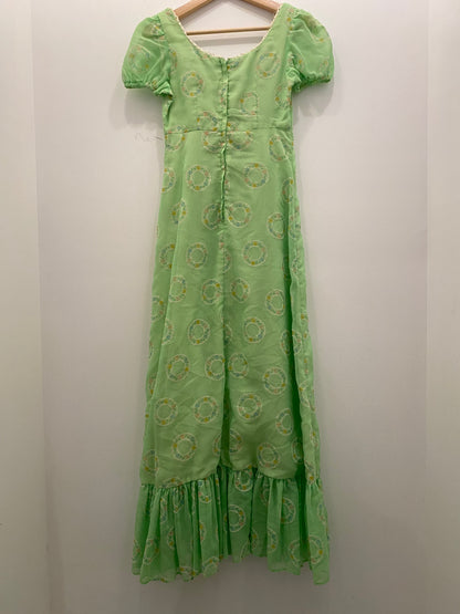 Vintage 70's Green Floral Prairie Style Maxi Dress - La Lovely Vintage 