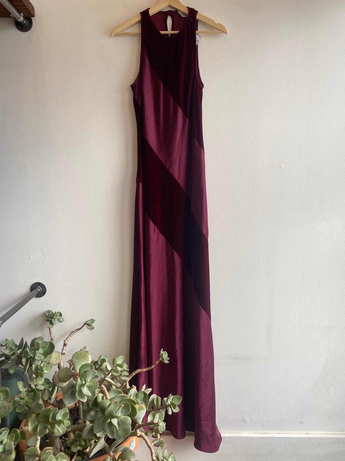 Vintage 90's Red Satin & Velvet Floor Length Dress