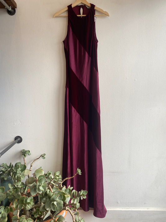 Vintage 90's Red Satin & Velvet Floor Length Dress - La Lovely Vintage 