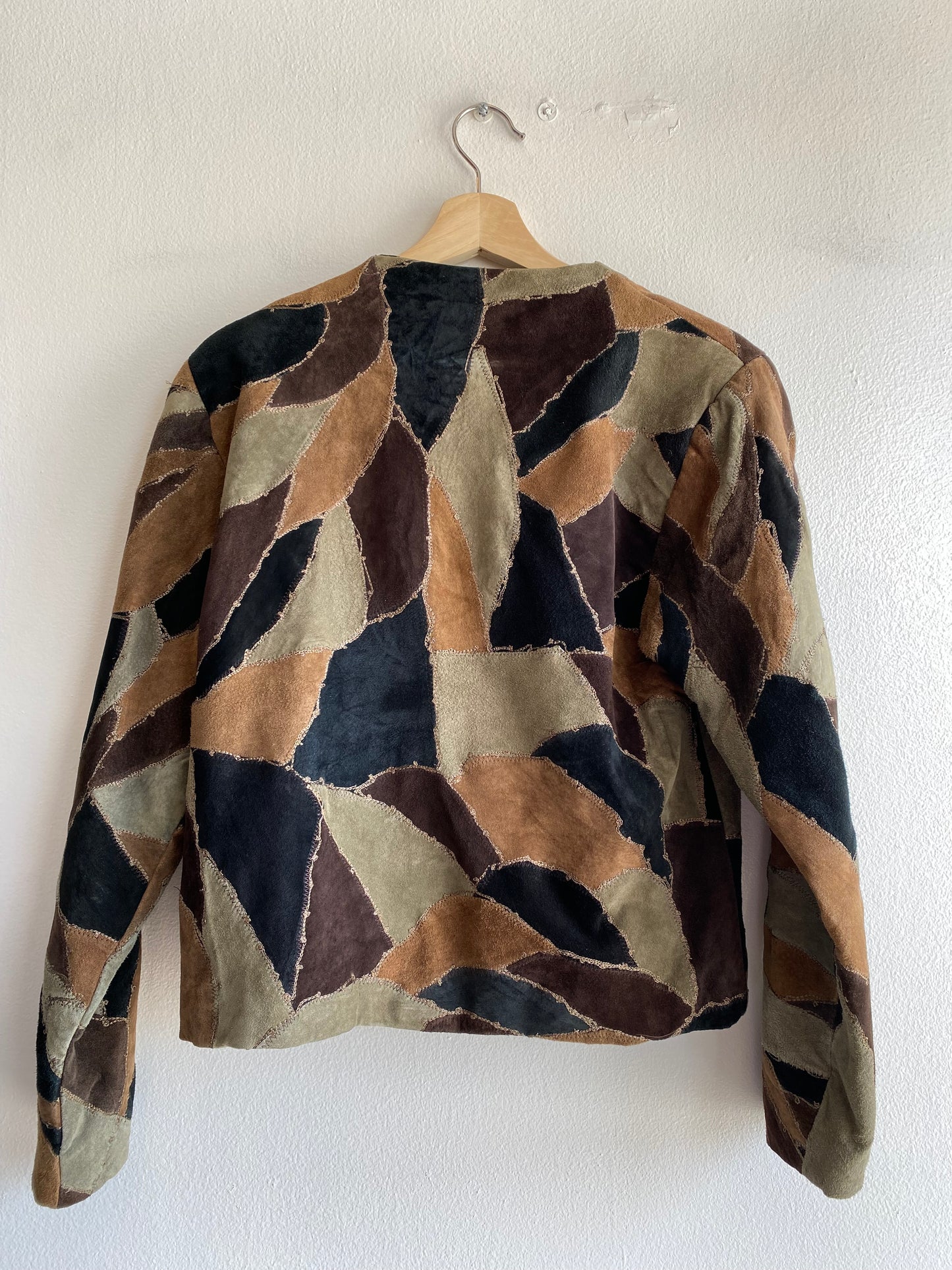 Vintage 90's Karen Arnold Patchwork Suede Leather Jacket