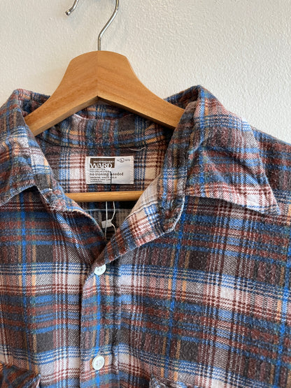 Vintage 1970’s Printed Cotton Flannel Button-Up Shirt