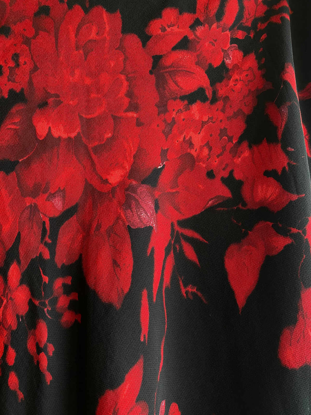 Vintage Y2K Black and Red Floral Midi Skirt
