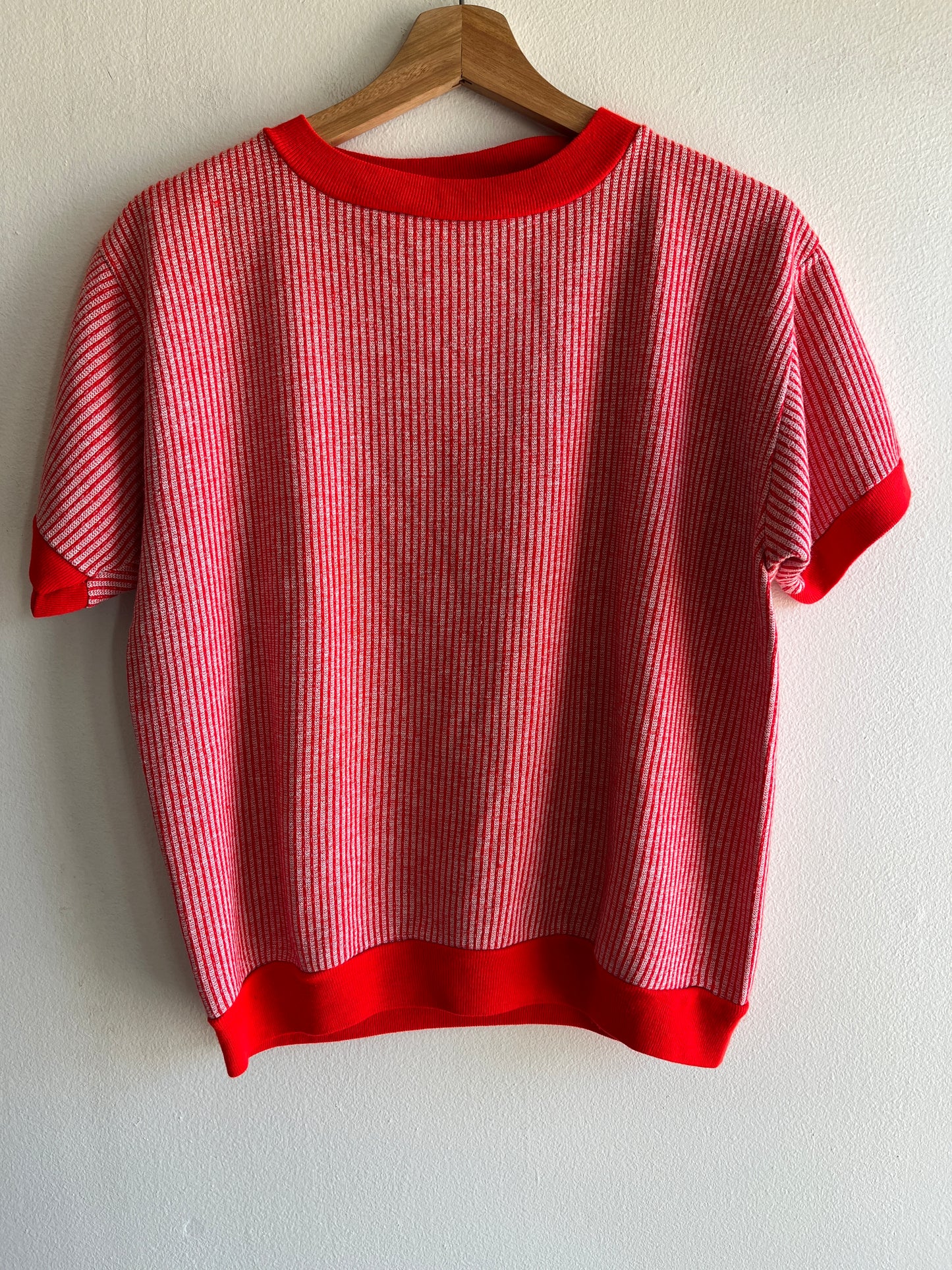 Vintage 1960’s Red Striped Short-Sleeved Sweatshirt - La Lovely Vintage 