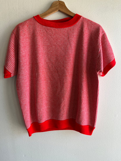 Vintage 1960’s Red Striped Short-Sleeved Sweatshirt - La Lovely Vintage 