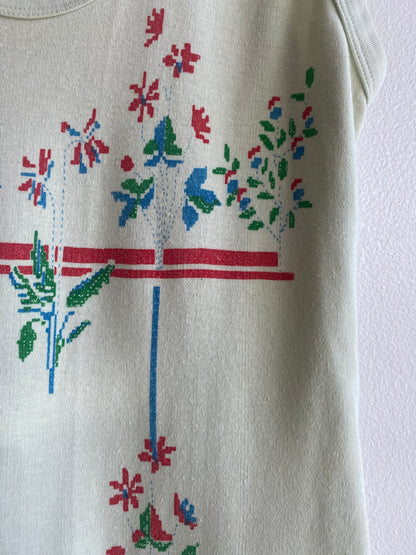 Vintage 1970’s Floral Print Tank Top in Green