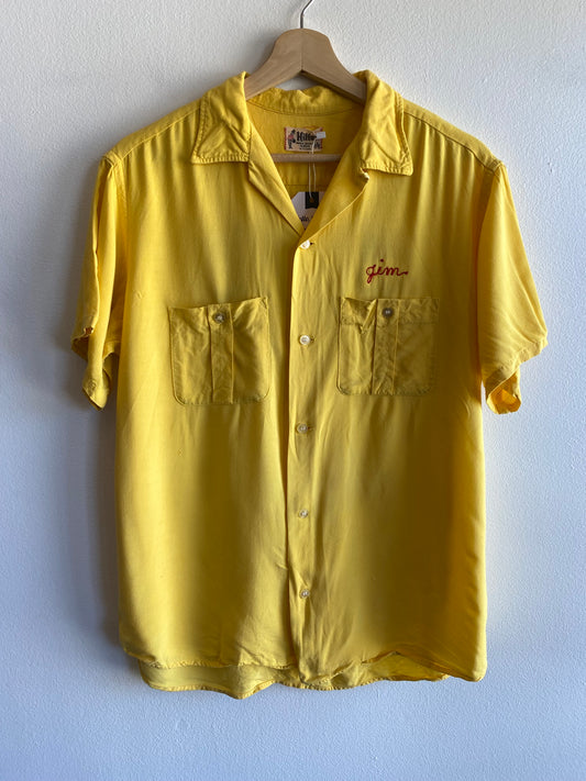 Vintage 1950’s Hilton Embroidered Rayon Button-Up Bowling Shirt