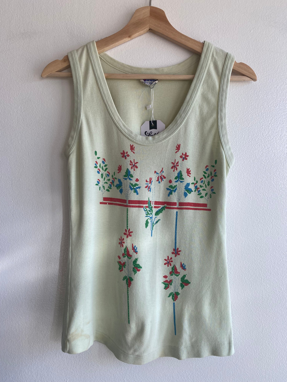 Vintage 1970’s Floral Print Tank Top in Green