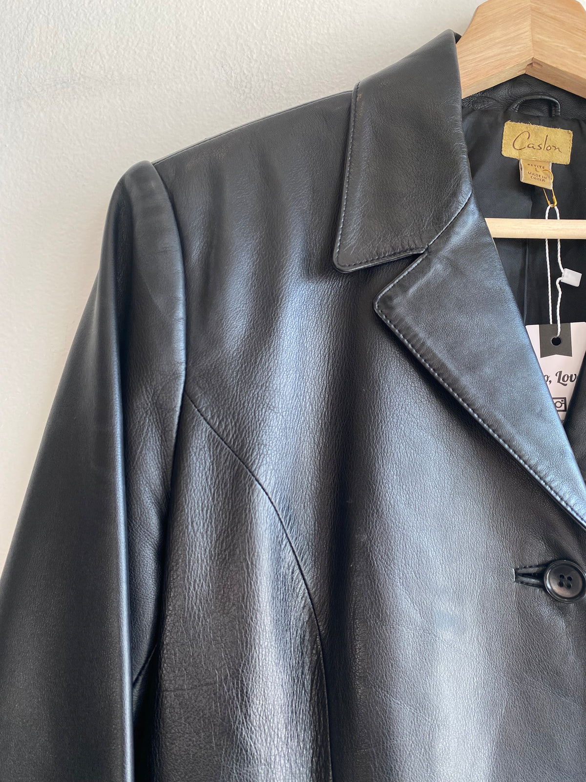 Vintage 1990’s Caslon Black Leather Blazer Jacket
