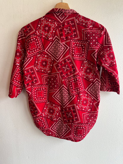Vintage 1950/60’s Loop Collar Bandana Print Button-Up Shirt